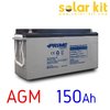 Batterie solaire étanche AGM 12V 150Ah pt