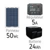 Kit solaire photovoltaique 12v 50Wc + Batterie 24Ah it