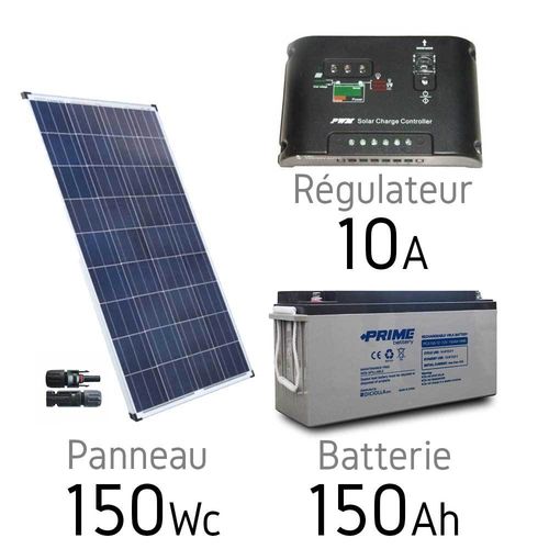 Kit solaire photovoltaique 12v 150Wc + batterie gel 150Ah UC ES