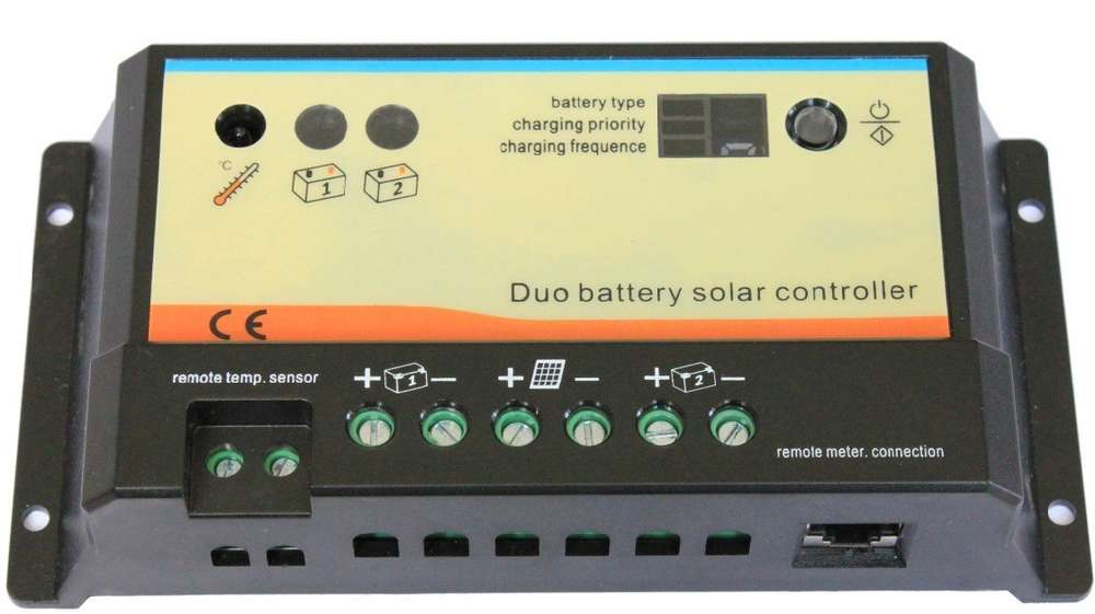 EPIPDB-COM-10 Caravanes et Bateaux SolaMr 10A Contrôleur de Charge Solaire PWM 12V/24V pour Régulateur Solaire de Charge à Batterie Double avec Indicateur LED pour Véhicules de Loisirs 