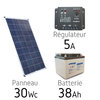 Kit solaire 12v 30Wc + batterie 38Ah