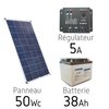Kit solaire 12v 50Wc + batterie 38Ah