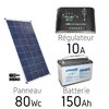 Kit solaire photovoltaique 12v 80Wc + batterie 65Ah UC pt