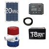 Kit solaire 12v 20Wc 18Ah + pompe à eau 80L-min