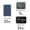 Kit solaire 12v 20Wc + batterie 24Ah