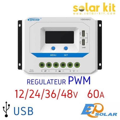 Régulateur de charge 60A 12-24-36-48V USB EPSOLAR