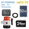 Kit solaire 12v 50Wc 24Ah + pompe à eau 190 L-min
