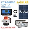 Kit solaire 12v 100Wc 200Ah + pompe à eau 190 L-min
