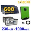 Solar kit 600Wc + inverter-charger 230V 1000W PWM - AGM batteries 400aH