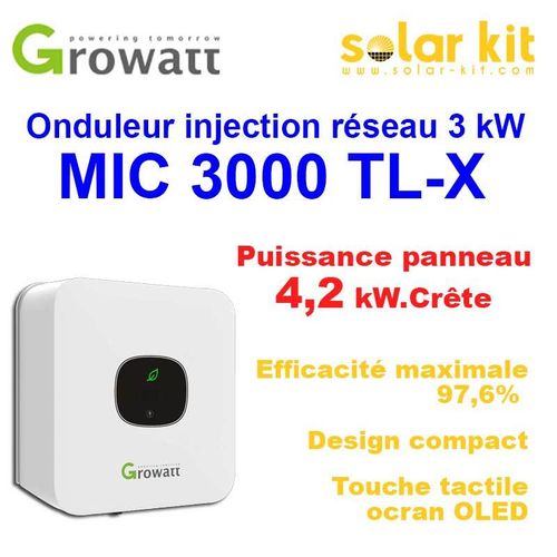 Onduleur injection réseau Growatt 3000TLX 3000 Watt